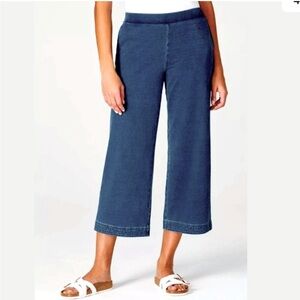 NWT J. Jill purejill INDIGO - Cropped Pull-On Denim Pants, Sun Wash, Size L